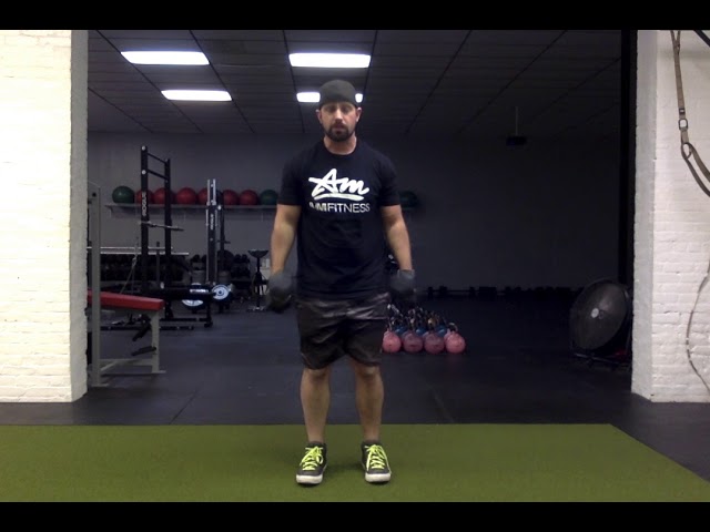 Dumbbell Skier Swing To Squat